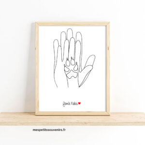 Affiche A4 Minimaliste personnalisée 2 mains et 1 patte