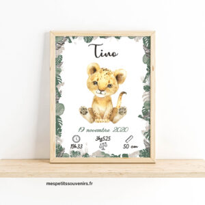 Affiche Naissance Personnalisée Lion