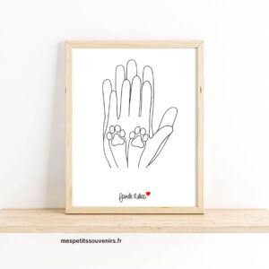 Affiche A4 Minimaliste personnalisée 2 mains et 2 pattes (chats)