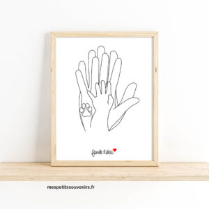 Affiche A4 Minimaliste personnalisée 3 mains et 1 patte (chat)