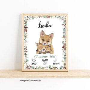 Affiche Naissance Personnalisée Renard