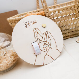 Plaque support bracelet de naissance bébé Papa Maman Bébé