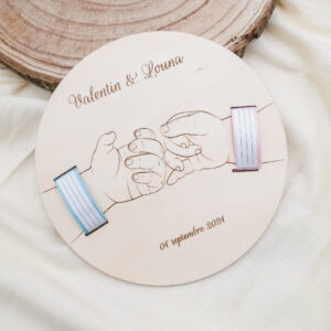 Plaque support bracelets de naissance JUMEAUX