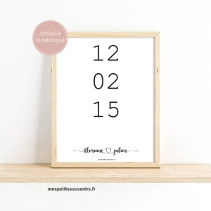 Affiche Numérique Couple - Date et Prénoms -