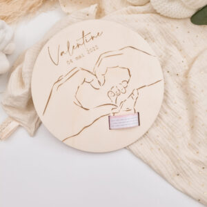 Plaque support bracelet de naissance 3 mains