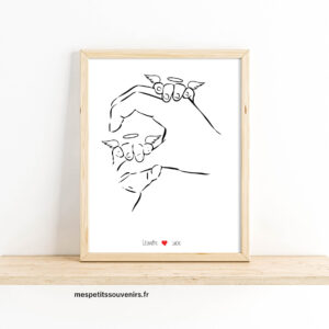 Affiche A4 Minimaliste personnalisée 1 main 2 anges