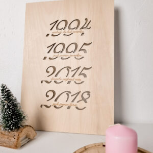 Dates importantes affiche en bois