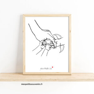 Affiche A4 Minimaliste personnalisée 3 main 1 ange