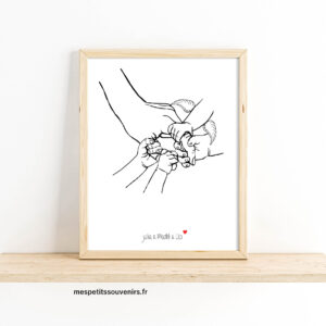 Affiche A4 Minimaliste personnalisée 4 mains 1 ange