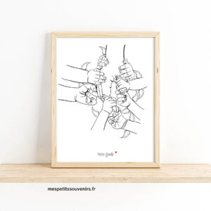 Affiche A4 Minimaliste personnalisée 9 mains