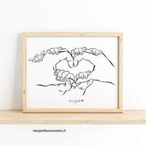 Affiche A4 Minimaliste personnalisée 7 mains 1 ange