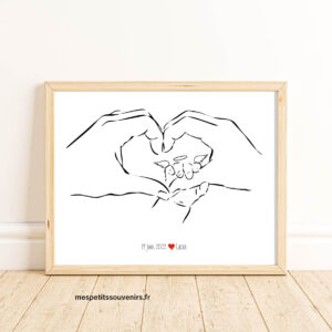 Affiche A3 Minimaliste personnalisée 2 mains 1 ange