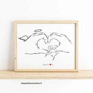 Affiche A4 Minimaliste personnalisée 3 mains papa ange