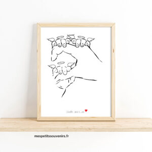 Affiche A4 Minimaliste personnalisée 1 adulte et 3 anges
