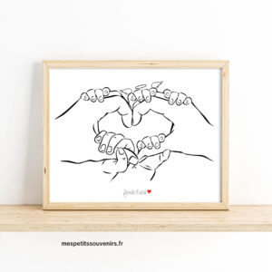Affiche A4 Minimaliste personnalisée 6 mains 1 ange