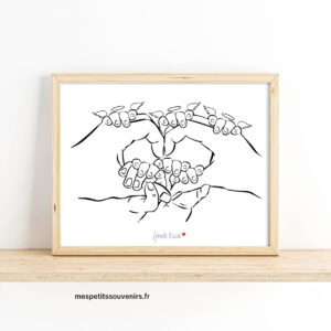 Affiche A4 Minimaliste personnalisée 6 mains 3 anges