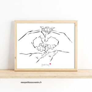 Affiche A4 Minimaliste personnalisée 5 mains et 1 ange