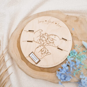 Plaque support bracelet de naissance  coeur 3 bracelets