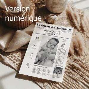 Affiche Numérique Gazette des naissance personnalisée