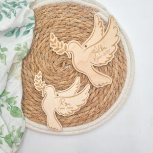Colombe personnalisée en bois - Baptême